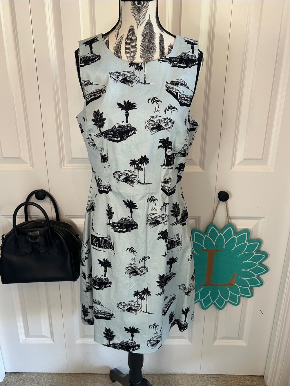 Twik by Simons Vintage Inspired Havana Scenic Print Sheath Dress - Size M